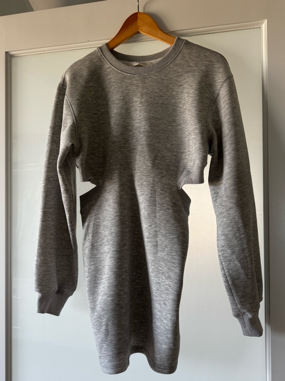Commense Grey Cutout Crewneck Jersey Dress